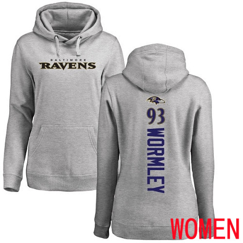 Baltimore Ravens Ash Women Chris Wormley Backer NFL Football #93 Pullover Hoodie Sweatshirt->nfl t-shirts->Sports Accessory